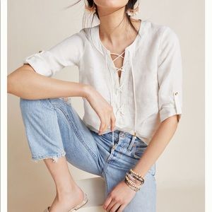 Maeve Marva Linen Lace-up Shirt